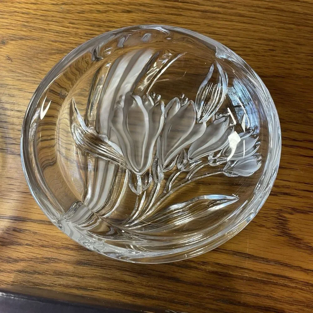 Vintage Studio Nova Crystal Iris Candy Dish Lot Of 2 - Oval & Round - New in Box